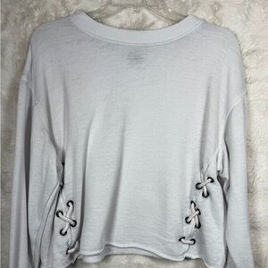 aerie White Lace-Up Side Sweatshirt